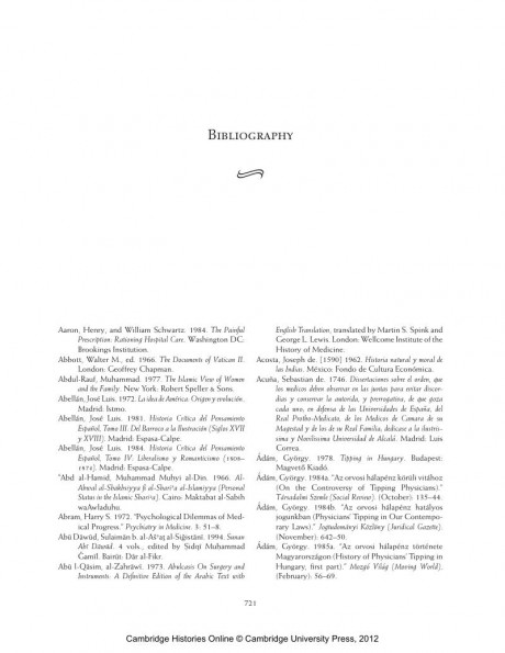 Bibliography The Cambridge World History Medical